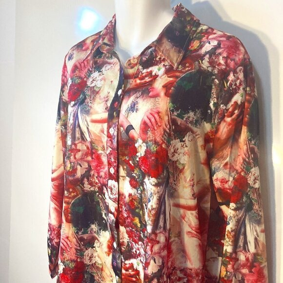 Pretty Little Thing SZ 10 Silky romantic floral 2pc loungewear set comfy loose - Picture 5 of 9